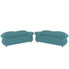 Dois Sofás Chesterfield Merlo 3 lugares 2,30 - Suede Tiffany / Decoração, recepção, Barbearia, sala tv estar