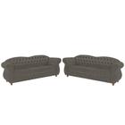 Dois Sofás Chesterfield Merlo 3 lugares 2M - Suede Cinza Camurça / Decoração, recepção, Barbearia, sala tv