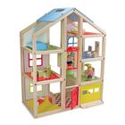 Dollhouse Melissa & Doug Hi-Rise de madeira com 15 móveis