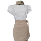 Dolmã de Confeiteira Feminino Branco Manga Curta Gabardine Avental Bege