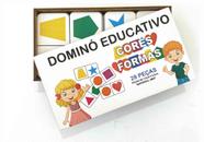 Dominó jogo educativo pedagógico mdf formas e cores 28pcs mega impress