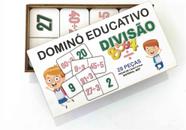 Dominó jogo educativo pedagógico mdf matemático divisão 28pcs mega impress