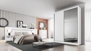 Dormitório Casal Completo com Espelho 3 Peças 2 Portas 9 Gavetas - Toledo-Branco - Móveis Novo Horizonte