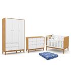 Dormitório Infantil Unique 3 Portas, Cômoda 6 Gavetas, Berço com Colchão - Matic Móveis