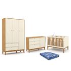Dormitório Infantil Unique 3 Portas, Cômoda com Porta e Berço com Colchão - Matic Móveis