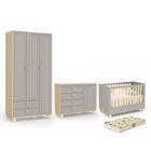 Dormitório Rope Guarda Roupa 3 Portas, Cômoda 1 Porta e Berço com Colchão Supreme - Matic Móveis