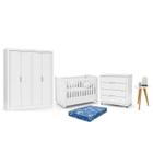 Dormitório Tutto New 4 Portas, Cômoda, Berço com Colchão e Mesinha - Matic Móveis