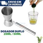 Dosador Duplo de Bebidas Inox Com Cabo 25ml/50ml Medidor