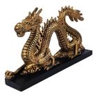 DRAGAO CHINES Dourado Grande com Base Preta - Decore Casa