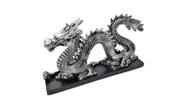 Dragão Chines Serpente Grande Prateado e com base - Decore Casa