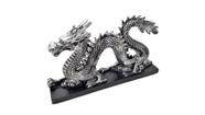 Dragão Chines Serpente Grande Prateado e com base