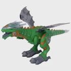 Dragão Dinossauro Robô Solta Fumaça com som e luz Cor: (Verde) - Toy King