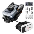 Drone K10 Max Pro + Oculos VR - Kit 2 Baterias, 3 Câmeras Ajustáveis 8K HD, Video/Foto, Wifi, Bag