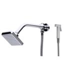 Ducha Chuveiro Quadrada Flatt Com Braço E Ducha Manual Em Metal - Aquecedor Solar E Gás