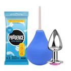 Ducha Higiênica Intima 220ml + Plug Anal Com Joia Tamanho P + Prudence Ultra Sensível Mais Fino - Sexy Import