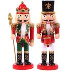 Dupla Boneco Decorativo Madeira Quebra Nozes Natalino 20cm