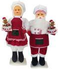 Dupla Bonecos Natalino Mamãe E Papai Noel Confeiteiros 90cm