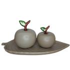 Dupla de maçã com folha enfeite decorativo cerâmica