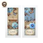 Dupla de Quadros Decorativos Banheiro Social BW Lavabo Conjunto Flores Azul Quadro com Moldura Decoração Hugart