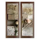 Dupla de Quadros Decorativos Banheiro Social Floral Vaso Lavabo Toalete Flores Tons 20x60cm