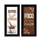 Dupla de Quadros Decorativos Kit Frases Cozinha Cantinho do Café Moldura Xícara Decoração Quadro de parede Sala