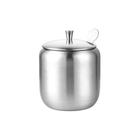 Durable Durable inoxidável Steel Steel Sugar Bowl Household Condiment Pot Kitchen Spice Container Pequeno com Colher de Tampa Temperando Jar Prata Potes de Açúcar & Creme - HTTN