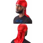 Durag de Cetim Xadrez Preta com Vermelha - @esponjanudred - Touca