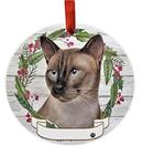 E&S Importa ornamento siamese - E&S Pets - DIY Personalizável - Presentes de Gato - Ornamento Redondo de Cerâmica com Acabamento Envidraçado - Decoração X-mas - Enfeites de Natal Presentes artesanais - Ornamentos para amantes de animais de estimaçã - E&S Imports