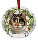 E&S Importas Calico Cat Ornamento - Pets - DIY Personalizável - Presentes de Gato - Ornamento Redondo de Cerâmica com Acabamento Envidraçado - Decoração X-mas - Enfeites de Natal Presentes artesanais - Ornamentos para amantes de animais de estimaçã