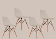 Eames Branca com Pés de Madeira Kit 4 Cadeiras Eiffel Charles Decorativas