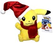 Edição Especial Decoração De Natal Pokémon - Brinquedo Boneco De Pelúcia Personagem Pikachu Papai Noel - 21 cm Altura - Tomy