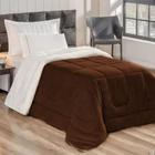 EDREDOM DUPLA FACE COBERTOR CAMA SHERPA COBERDROM SOLTEIRO  1,60m x 2,20m - TABACO