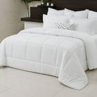 Edredom Dupla Face Queen ,Casal Microfibra com Enchimento Extra Macio, Cor Branca e Cinza 1 Peça