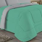 Edredom Dupla Face Queen Size 100% Algodão Em Malha Fio 30/1 - Jade Com Cinza