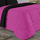 Edredom Dupla Face Queen Size 100% Algodão Em Malha Fio 30/1 - Pink Com Preto