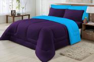 Edredom King Dupla Face 2,50m x 2,90m Roxo/Turquesa