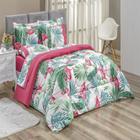 Edredom Naturale Super King 03 peças 200 fios matelado estampado flamingo