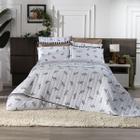 Edredom Para Cama de Casal Queen 160 Fios Dupla Face Estampado Liso Maria Animal Print Zebra Cinza