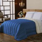 Edredom Sherpa Dupla Face com Face Felpuda para Cama de Casal Azul Casen