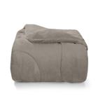 Edredom Solteiro Plush Flannel Coberdrom Dupla Face Taupe