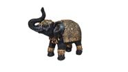 Elefante Da Sorte Indiano de Resina Preto com Manto Dourado - Decore Casa
