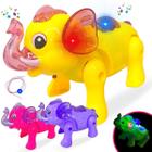 Elefante De Brinquedo Com Som E Luz Musical Anda - Amarelo