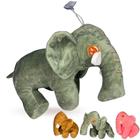 Elefante De Pelúcia Brinquedo Para Bebê - Cinza