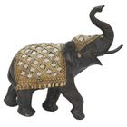 Elefante de Resina Decorativa Marrom com Dourado 26cmx10cmx18cm