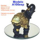 Elefante Decorativo Resina C/ Base De Espelho Indiano Sorte