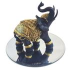 Elefante Decorativo Resina C/ Base Espelho Indiano Sorte G