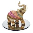 Elefante Decorativo Resina C/ Base Espelho Indiano Sorte G