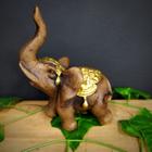 Elefante envelhecido com manto dourado pp 14cm mod2