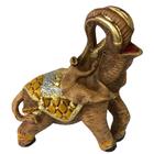 Elefante Indiano Com Manto Dourado Decorativo