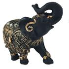 Elefante Indiano Da Sorte M Preto Manto Dourado 14020